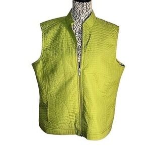 Quilted Vest Sleeveless Jacket Chartreuse Green Casual Layering‎